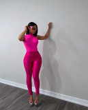 Solid Color Zipper Sport Pants QXLB-10135