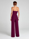 Solid Color Wrap Chest Slim Jumpsuit(With Belt) OD-8742