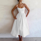 Plus Size Solid Color Sling Big Swing Maxi Dress GMAN-24330