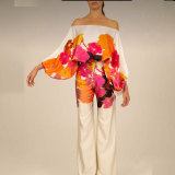 Plus Size Loose Bat Sleeve Top Wide Leg Pants Set GMAN-24130