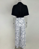 Plus Size Soid Color Shirts Print Pants Suit GMAN-9066