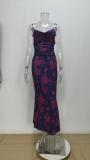 Plus Size Floral Printed Sling Bandage Dress GMAN-28024