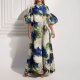 Plus Size Loose Print Bubble Sleeve Maxi Dress GMAN-29008