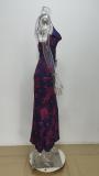 Plus Size Floral Printed Sling Bandage Dress GMAN-28024