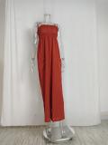 Plus Size Solid Color Sling Pleated Jumpsuit GMAN-9050