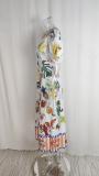 Plus Size Print Short Sleeve Maxi Dress GMAN-24585