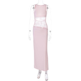 Hollow Out Backless Patchwork Lace Long Dress GLAG-D4B18025F