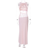 Hollow Out Backless Patchwork Lace Long Dress GLAG-D4B18025F