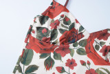 Sexy Print V Neck Sling Tops Long Skrits Suit  GLAG-S4516371G