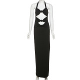 Twisted Hollow Out Solid Color Maxi Dress GYME-K25D66267