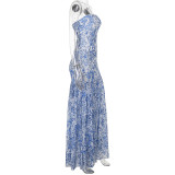 Sexy Print Slim Split Tube Tops Maxi Dress FL-YJ25197PFO