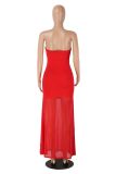 Off Shoulder Solid Color Mesh Maxi Dress MZ-0470