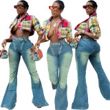 Fashion Zipper Micro Flare Jeans TK-6343