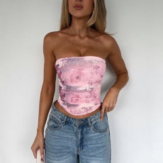 Print Off Shoulder Tube Top Tops FL-YL25069MHO