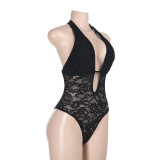 Deep V Neck See Through Bodysuit FL-ZX25063MHO