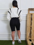 Long Sleeve Contrast Color Tops Midi Pants Suit CH-25023