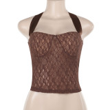 Sexy Lace Halterneck Tank Tops  FL-YJ24628MHO