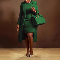 Plus Size Lapel Split Blazer Vest Dress Two Piece Set NY-3370