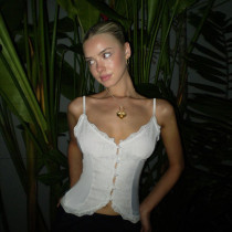 Lace Solid Color Sexy Sling Tank Tops FL-YL24622PFO