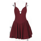 Solid Color V Neck Sleeveless Mini Dress FL-XY25137MHO