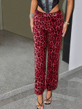 Leopard Print Sequin Straight Pants GFRT-060014PBL