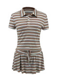 Short Sleevel Stripe T Shirt Two Piece Short Set YH-5361