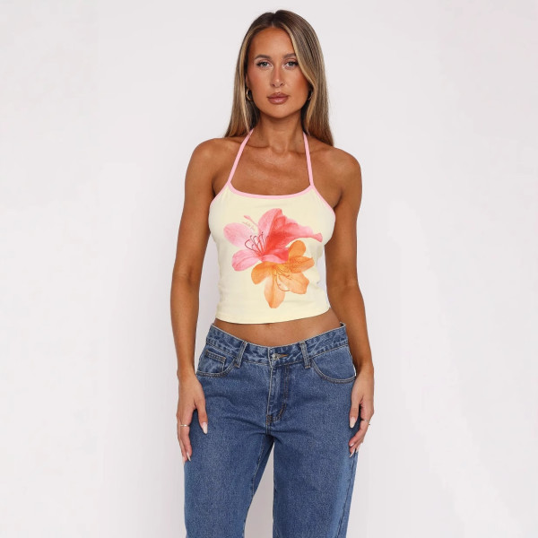 Sexy Print Tie Up Tank Tops GWSD-T1994569