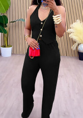 Casual Single-breasted Sleeveless Two-piece Suit OMY-11077