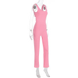 Solid Color Backless Tight Sport Jumpsuit GWSD-P1994367