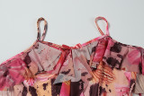 Printed Ruffle Halter Slim Maxi Dress GWSD-D1994523