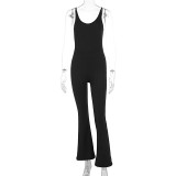Solid Color Long Sleeve Tos Sling Jumpsuit 2 Piece Set GWSD-S1994406