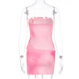 Printed Drawstring Tops Half Body Skirt Set GWSD-S1994471