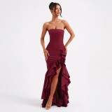 Off Shoulder Irregular Maxi Dress GWSD-D1992886