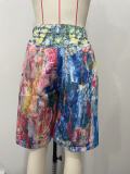Fashion Painted Straight Shorts OLYF-6185