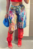 Fashion Painted Straight Shorts OLYF-6185