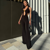 Hollow Out Halterneck Backless Jumpsuit GNZD-41527JBG