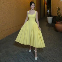 Sleeveless Square Neck Solid Maxi Dress XEF-K24D69835