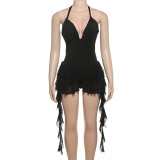Deep V Neck Backless Sling Romper XEF-K25K70687