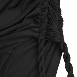 Sexy Solid Color Wrap Chest Backless Maxi Dress BY-7342
