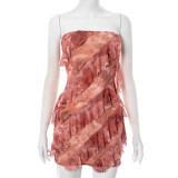 Sexy Ruffles Mesh Tube Top Dress GDSF-J25DS062