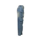 Fashion Multi-pockets Straight Jeans LSD-2447