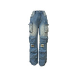 Fashion Multi-pockets Straight Jeans LSD-2447