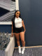 Contrast Color Short Sleeve T Shirt Two Piece Shorts Set SFY-733