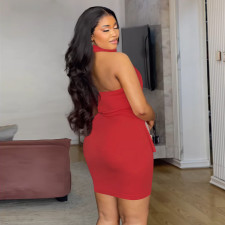 Plus Size Sleeveless Lapel Two Piece Skirt Set NNWF-8086