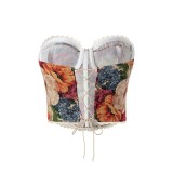 Sexy Print Tie Up Wrap Chest Tops GPBY-6326