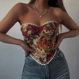 Sexy Print Tie Up Wrap Chest Tops GPBY-6326