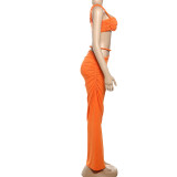 Solid Color Backless Vest Long Skirt Two Piece Set GAXB-G1040ST