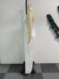 Plus Size Halterneck V Neck Backless Wide Leg Jumpsuit NY-11075
