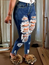 Fashion Denim Holes Pencil Jeans GXJF-6904