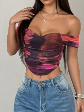 Sexy Print Tube Top Slim Tops GZYU-D2412039